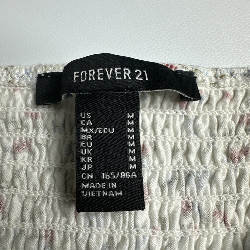 Forever 21 Ditsy Floral Smocked Crop Top Medium Fairycore Bridgerton Aesthetic - Picture 8 of 10